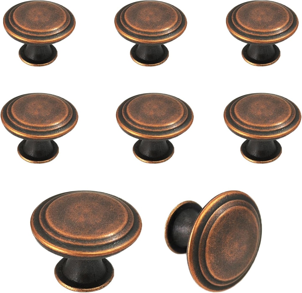 8 Pack Dresser Knobs,Kitchen Cabinet Knobs,Antique Brass Drawer Knobs,as The Replacement Knobs for Dresser,Desk,Kitchen Cupboard,Bathroom Cabinet,Vanity,Bifold Closet Door (Bronze-8 Pack)