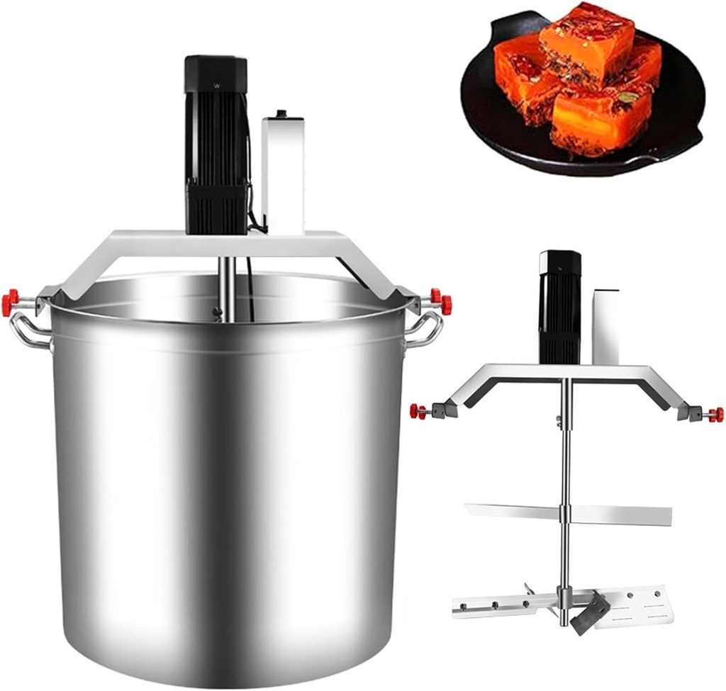 40L/80L/140L Automatic Food Mixer, Stainless Steel Electric Stirring Machine, with 4 Blade Stirring Scraper, Stirring Speed Adjustable, for Hot Pot Base, Soups and Sauces，140L