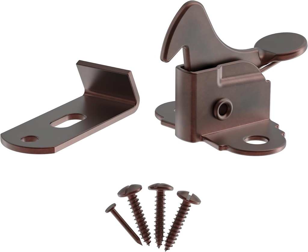 Antique Copper Plated Spring Action Elbow Door Catch & Latch - Hardware for Doors, Spring Loaded Catch for Antique, Vintage or Modern Furniture - VL1-SAC