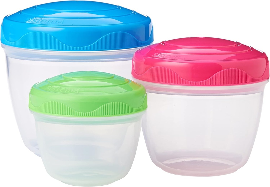 Sistema To Go Collection Snack 'N' Nest Food Storage Container, Color Received May Vary, Set of 3, 150 ml, 305 ml, 520 ml