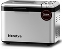 Neretva Bread Maker, 3.3LB Larger Bread Machine 15-in-1 Stainless Steel & Nonstick Ceramic Pan & Auto Nut Dispenser Breadmaker Machines Full Touch Panel with Gluten Free White Wheat Rye French Pizza