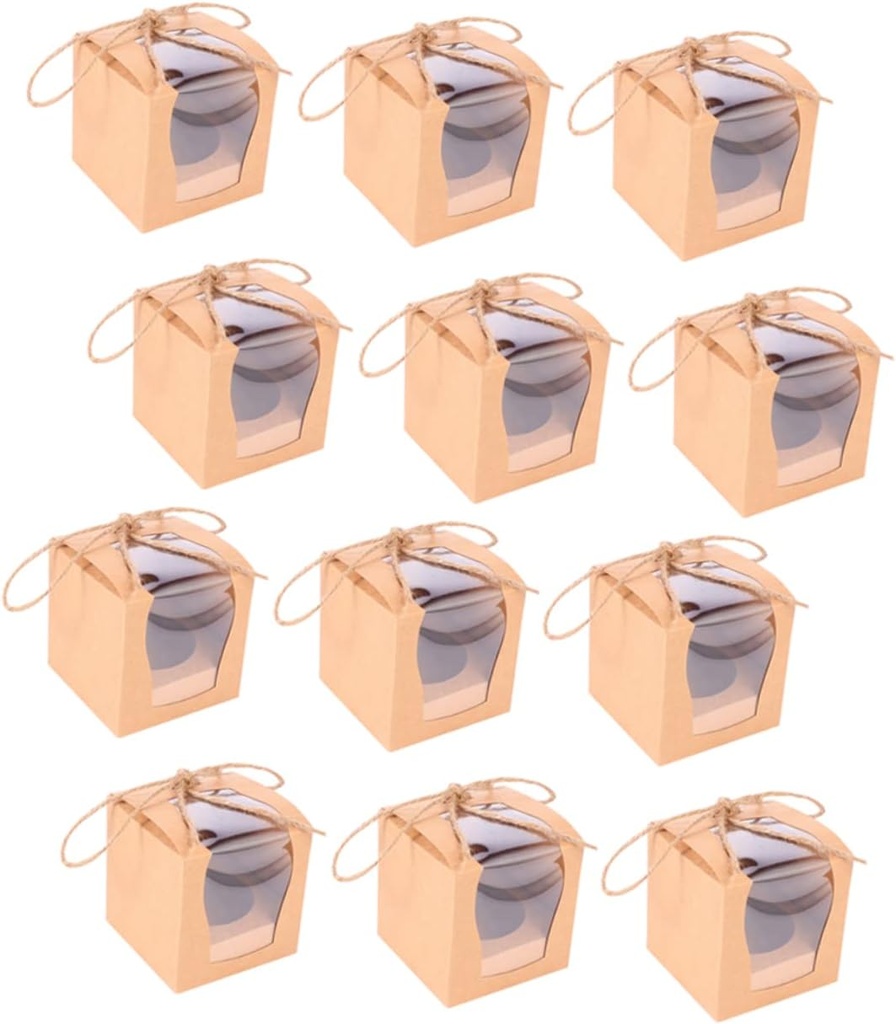 12Pcs Cupcake Boxes with Window Handheld Cake Packaging for Weddings Birthday Parties and Events for Desserts and