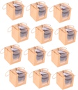 12Pcs Cupcake Boxes with Window Handheld Cake Packaging for Weddings Birthday Parties and Events for Desserts and