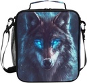 Wolf Lunch Box for Women Men Insulated Lunch Bag with Shoulder Strap Reusable Kids Lunchbox Galaxy Wolf Cooler Tote Lunch Bag for Office Work School Picnic