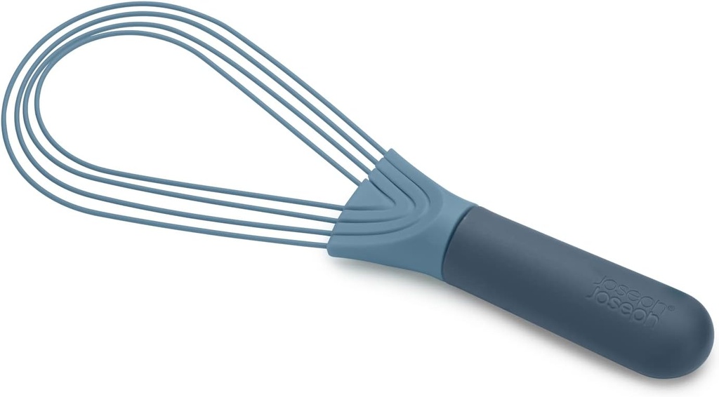 Joseph Joseph Twist Whisk 2-In-1 Collapsible Balloon and Flat Whisk Silicone Coated Steel Wire, Sky Blue