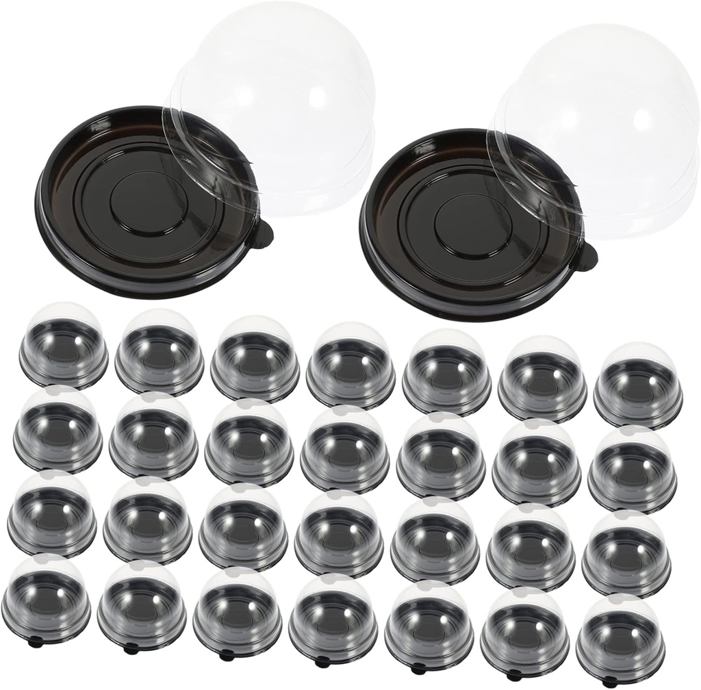 50Pcs Dome Baking Boxes for Cupcakes and Transparent Lightweight Cake Containers with Tight Seal Multipurpose Cake Wrapping Supplies for Parties and Travel