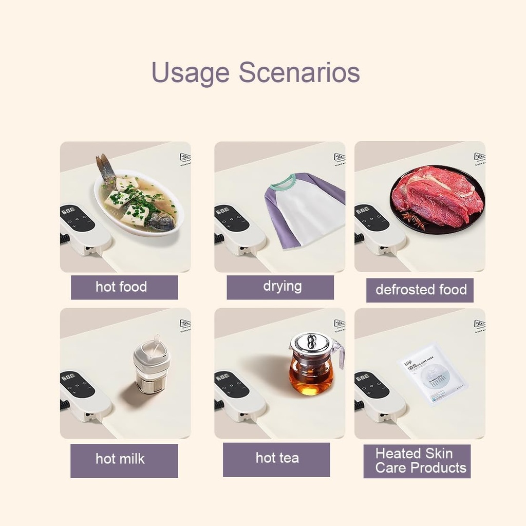 Food Warming Pad, Electric Hot Plate, Upgraded Graphene Heating Membrane, Fast Full Surface Heating Plate, 4 Levels of Adjustable Temperature, Portable Food Warmer for Banquets, Buffets and Daily Use