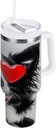 Love Glasses Dog 40 oz Insulated Tumbler with Handle and Straw Lid,Leak-Proof Stainless Steel Water Bottle Water Cup for Water, Iced Tea or Coffee