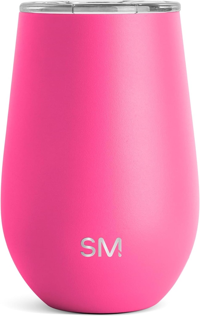 Simple Modern Wine Tumbler with Lid | Cute Stemless Glass Cup with Press-In Lid | Insulated Stainless Steel Coffee Mug | Gifts for Women Men Him Her | Spirit Collection | 12oz | Raspberry Vibes