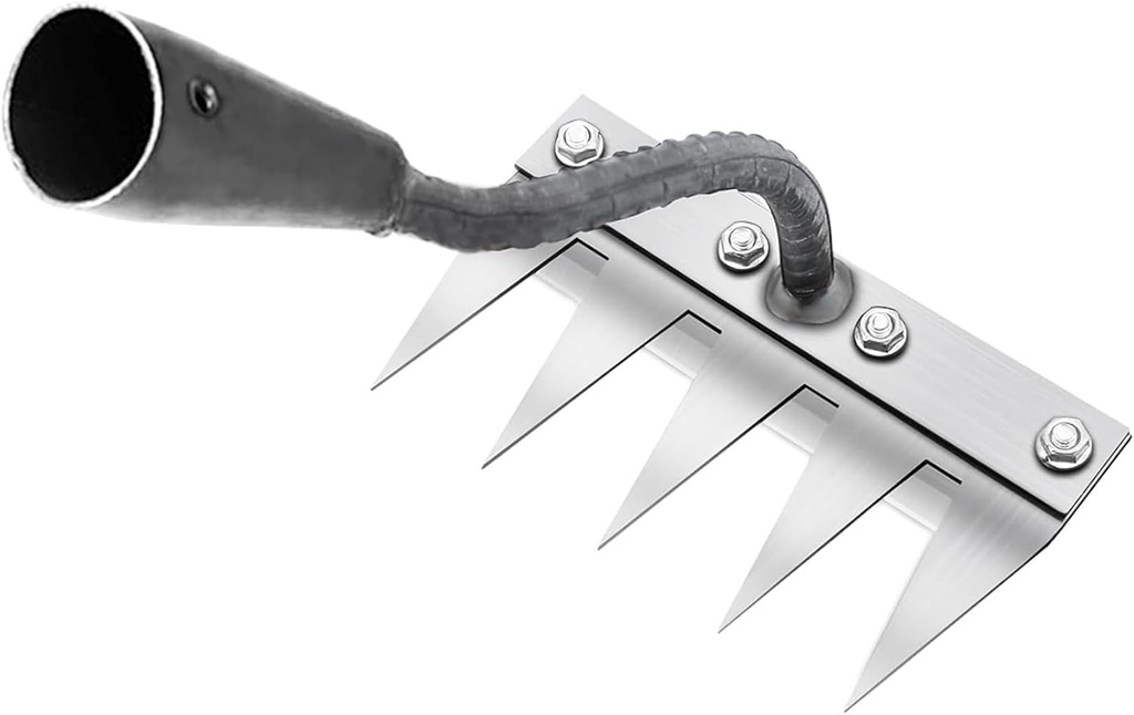 Weeding Rake for Gardening, Gardenia Iron Rakes for Backyard, Lawn, Small Farm, Rake with Sharp Metal Teeth，Heavy Duty Garden Tool for Weeding Without Handles (5 Tines)