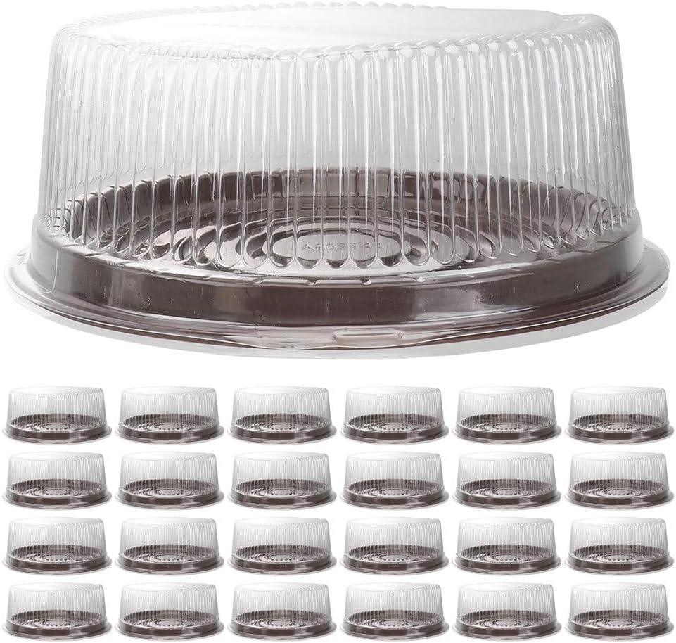 Zerodeko Classic Design Round Cake Boxes Plastic Cake Carriers with Lids for Occasions