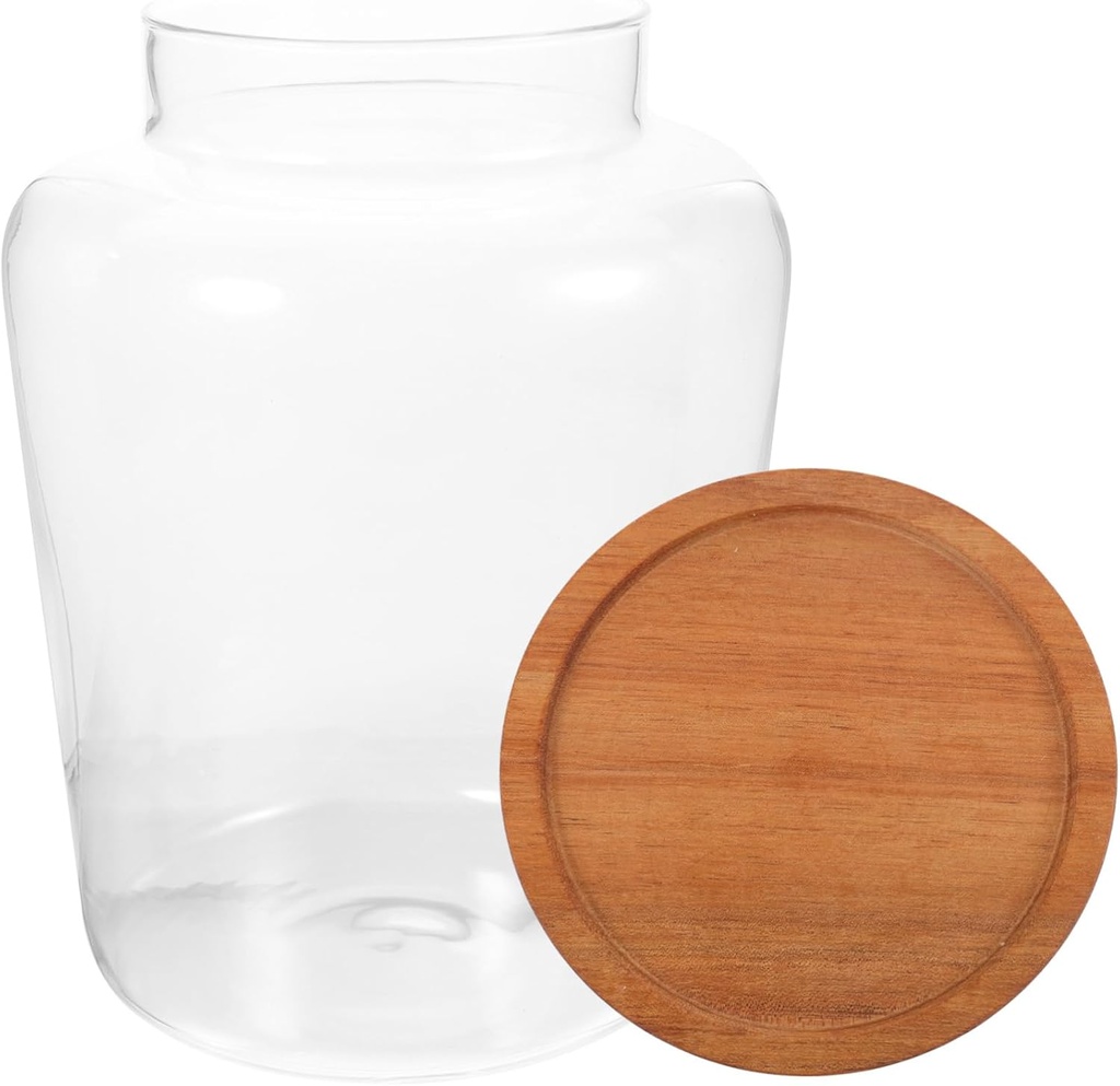 Cabilock High Borosilicate Glass Sealed Jar Wooden Lid Large Capacity Tea Leaves Canister Multi-Function Household Storage Container for Dried Fruits and Snacks
