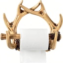 Deer Antlers Toilet Paper Holder,Rustic Bathroom Decor, Wall Mounted Resin Retro Style Kitchen Paper Holder (Beige)