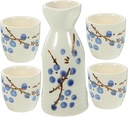 Ciieeo 1 Set Japanese Style Plum Blossom Ceramics Sake for Entertaining Includes Sake Pot and Cups Elegant Glazed Design for Home Bar Special Occasions