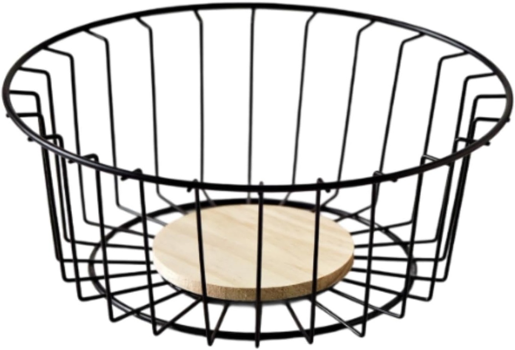 Fruit Basket Bowl Coffee Pod Holder with Wooden Base, 25cmx9.5cm