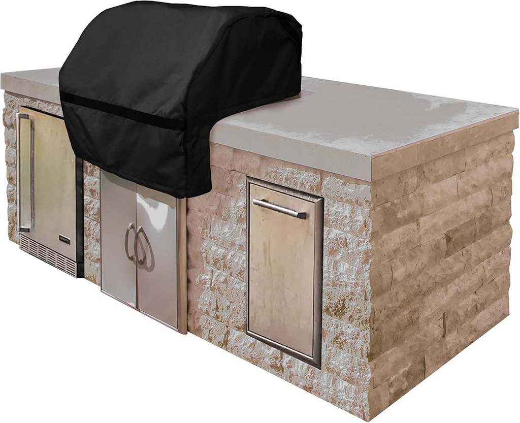 Covermates Built in Grill Cover - Premium Polyester, Weather Resistant, Drawcord Hem, Grill and Heating, 34W x 30D x 18H, Black