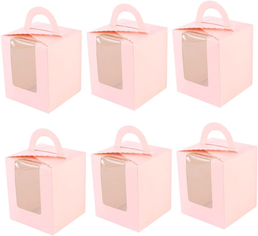 50pcs Portable Single Design Cupcake Boxes Window Handheld Paper Muffin Containers for Parties Weddings and Celebrations Cover for Easy Viewing