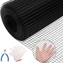 Black Hardware Cloth 19GA 1/2 inch 48inch(H) x 100ft(L),19 Gauge Wire Metal Mesh Roll for Chicken Coop Garden Fence,Powder Coated Galvanized Welded Fence for Poultry Cage Home Improvement Projects