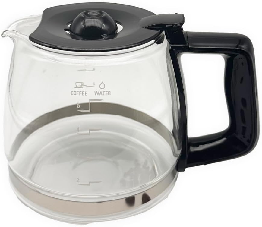 Glass Coffee Pot for 5-Cup ONLY Compatible with BLACK+DECKER Coffeemaker, Black, DCM600B