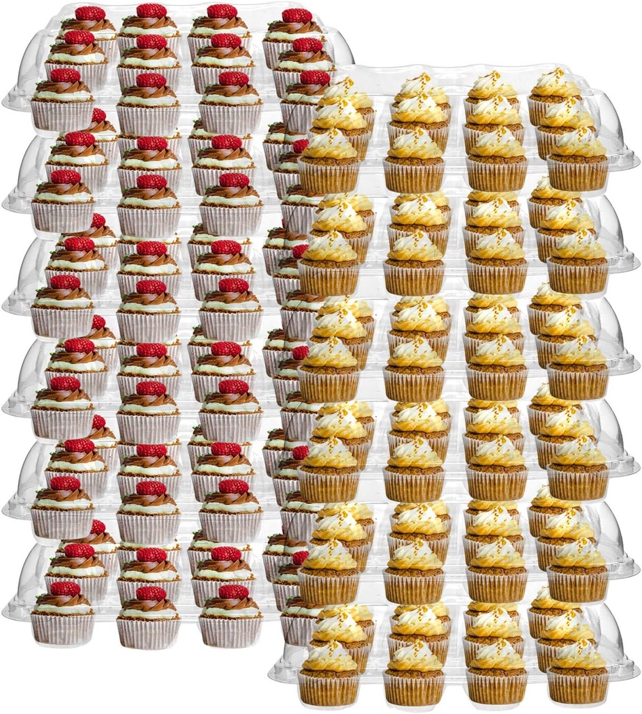 Hedume 12 Pack Cupcake Carrier, 12 Counts Stackable Cupcake Boxes, Clear Cupcake Container with Detachable Lid for Cupcakes, Muffin, BPA-free