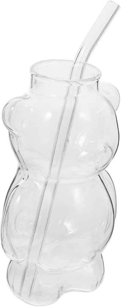 Garneck Multi Functional Glass Bear Cup for Wine Juice Beverage Cute Transparent Drinking Tumbler for Home Cafe Party Use Safe Odorless Material