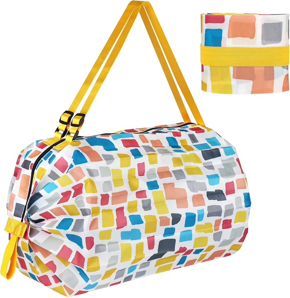 evron Reusable Grocery Bags,Large Capacity Shopping Bag,Duffle Bag,Foldable Tote Bags,laundry backpack for college students,for Shopping/Picnic Camping/Daily Commuting/Travel(Yellow)