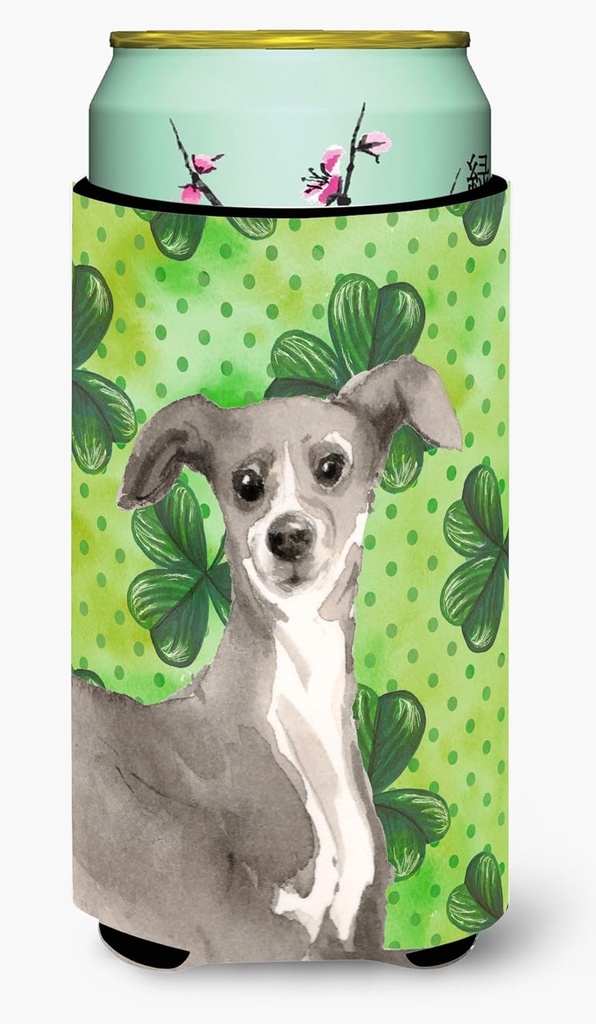 Caroline's Treasures BB9562TBC Italian Greyhound St. Patrick's Tall Boy Hugger Can Cooler Sleeve Hugger Machine Washable Drink Sleeve Hugger Collapsible Insulator Beverage Insulated Holder