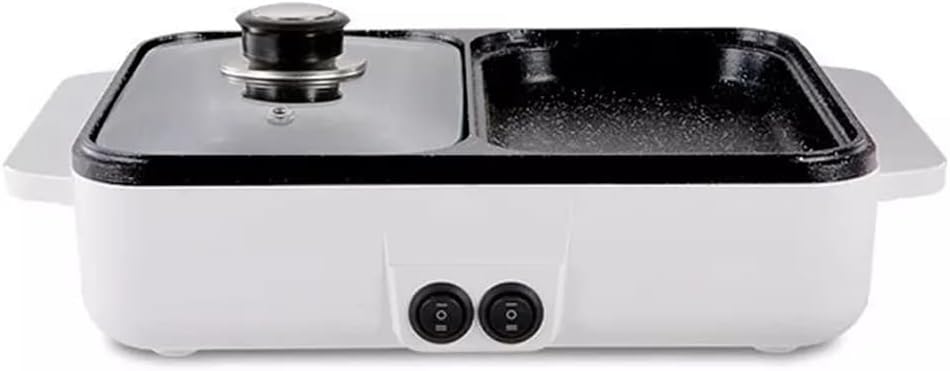 110V/220V 2 in 1 Electric Hot Pot Cooker BBQ Grill Non Stick Plate Barbecue Pan Hot Pot 1400W (A 34.5x25x8cm) (B 34.5x25x8cm)