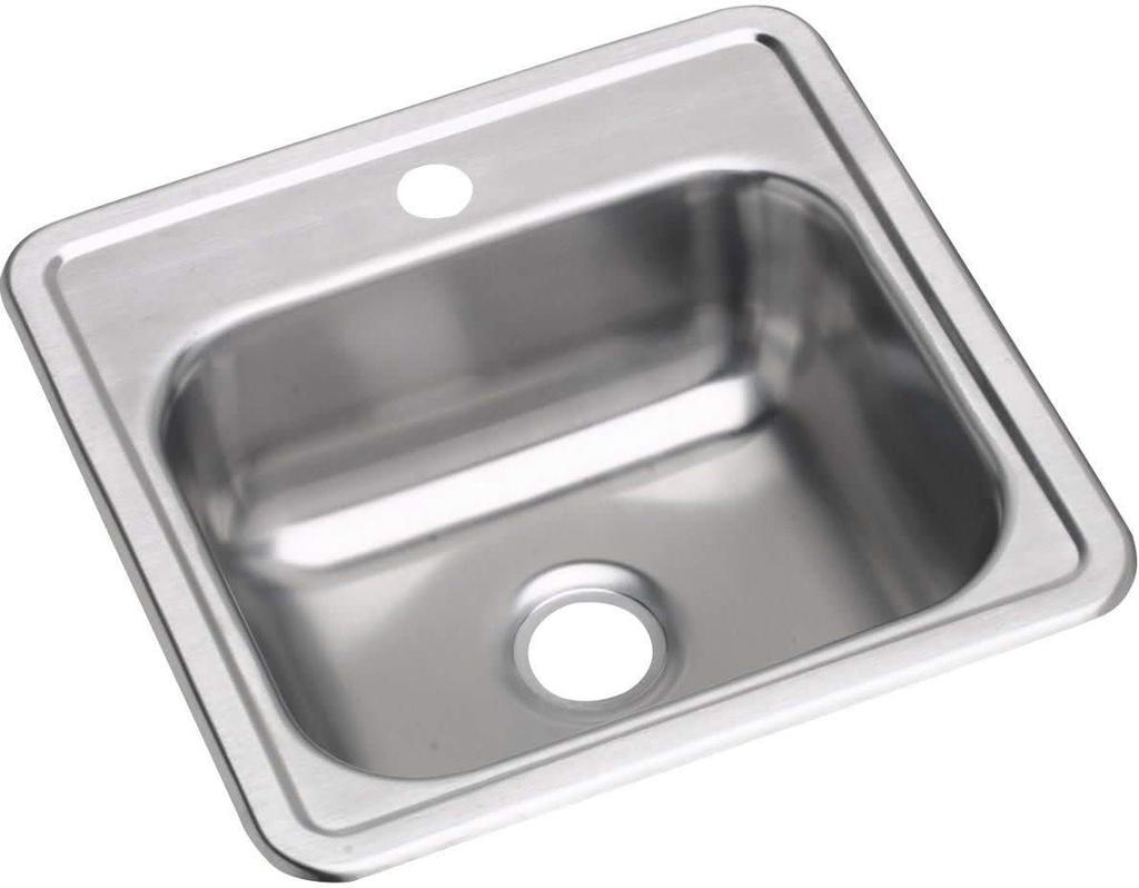 Elkay D11515 Dayton 15" Drop In Single Basin Stainless Steel Kitchen Sink - 1 Faucet Hole