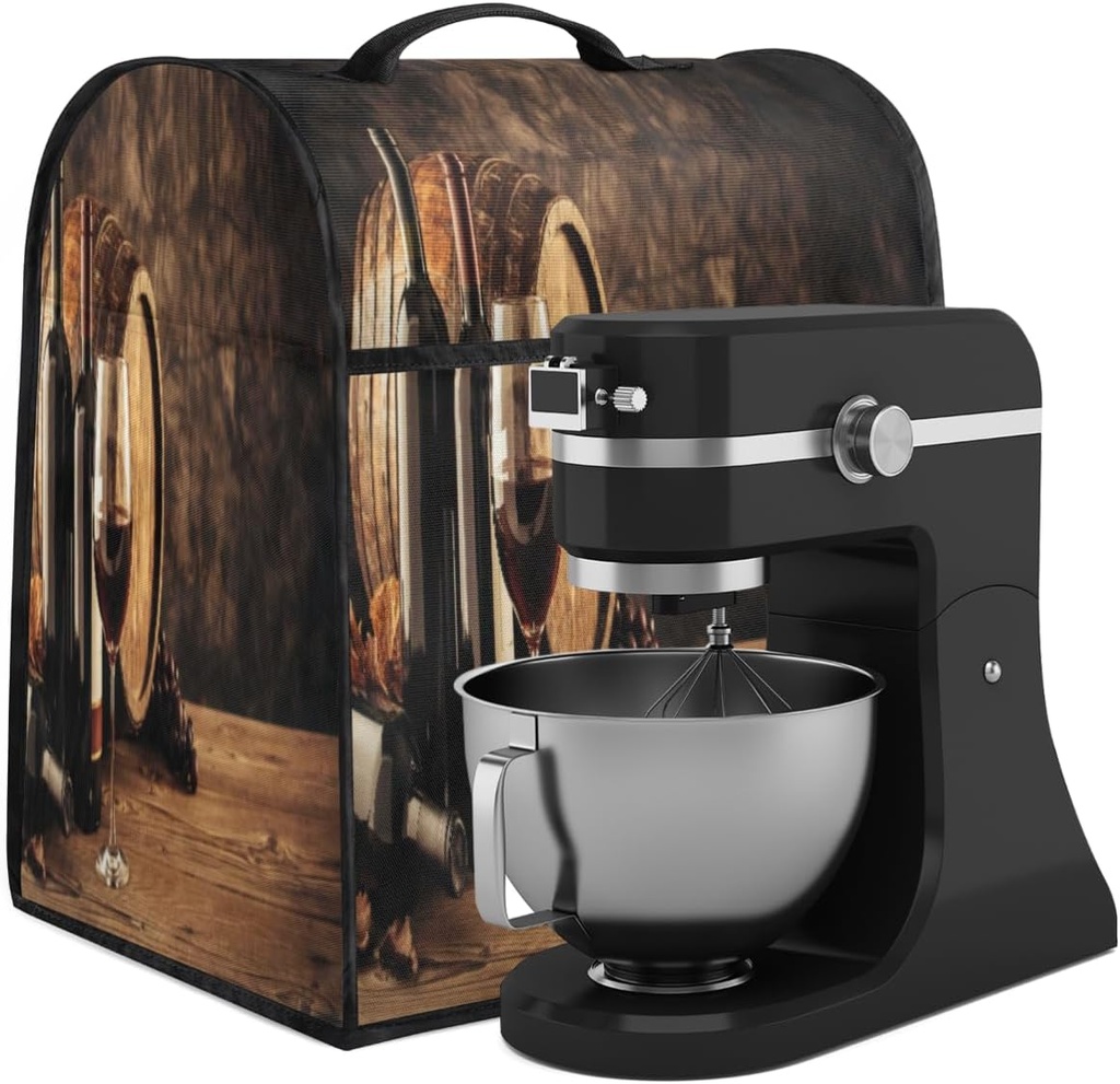 Vintage Wine Glass Kitchen Aid Cover for Mixer, Blender Cover Dust Cover, Washable Kitchen Aid Stand Mixer Appliance Cover, Resistant Protective Coffee Maker Cover for Stand Mixer