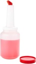 2 qt Plastic Quick Pour Storage Container Bottle - with Red Spout and Lid - Bar Storage Bottle - 4 3/4" x 4 3/4" x 13 3/4" - 1ct Box - Bar Lux - Restaurantware