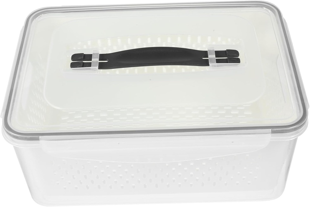 Food Fresh Container Organizer Box for Fruits and Breads Large Capacity Draining Basket Material for Fridge Storage and Fresh Keeping