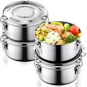 4 Pcs Stainless Steel Bento Box 22 oz Reusable 304 Stainless Steel Food Storage Containers with Lockable Clips to Leak Proof, Dishwasher Safe