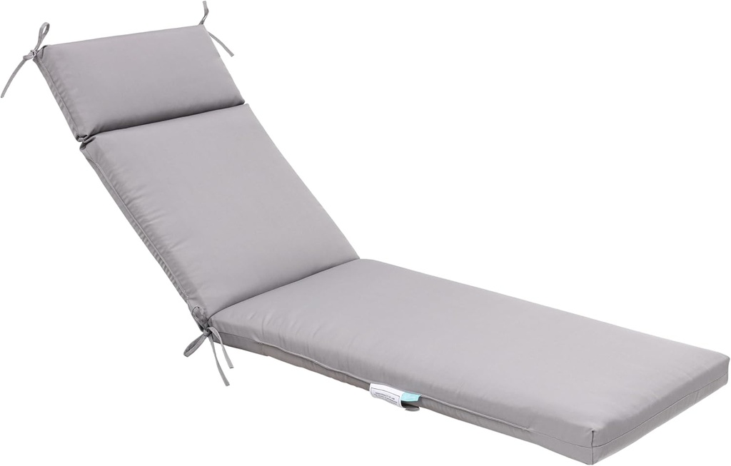 QILLOWAY Outdoor Chaise Lounge Cushion,All Weather High-Density Foam Recliner Chairs Replacement Cushions,Grey.