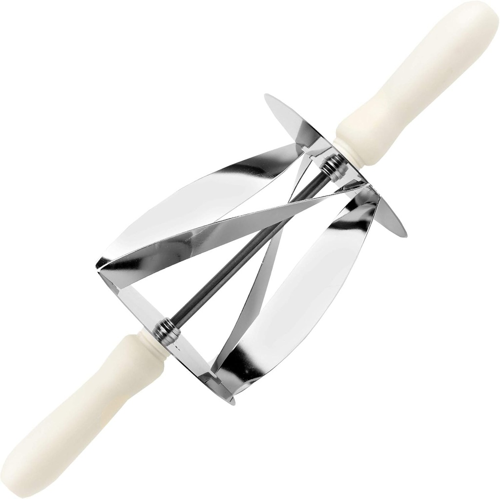 O'Creme Revolving Croissant Cutter with Stainless Steel Blades and Plastic Handles, Roller for Cutting out Triangles 7 Inch x 8 Inch for Crescent Pastry or Crescent Bread