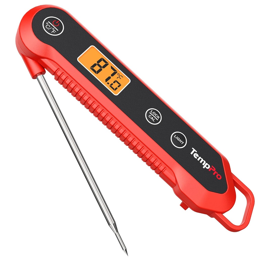 ThermoPro TempPro 3-Sec Instant Read Digital Meat Thermometer, ±0.9°F Accuracy, Waterproof & Backlight Food Thermometer for Cooking, Oil Fry Candy Meat Probe for Kitchen, BBQ, Oven, Grill, Smoker