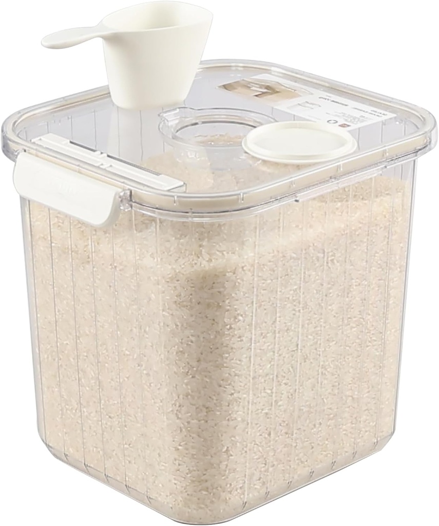 22 Lbs Airtight Rice Cereal Storage Container, 1 Pack Clear Plastic Food Storage Container Bin