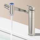 SINGSUO 1080°Rotatable Bathroom Vanity Faucet 1 Hole, Height Adjustable Single Handle Sink Faucet Bathroom with 2 Water Outlet Modes, Bar Sink Tap with Temperature Display (Brushed Nickel)