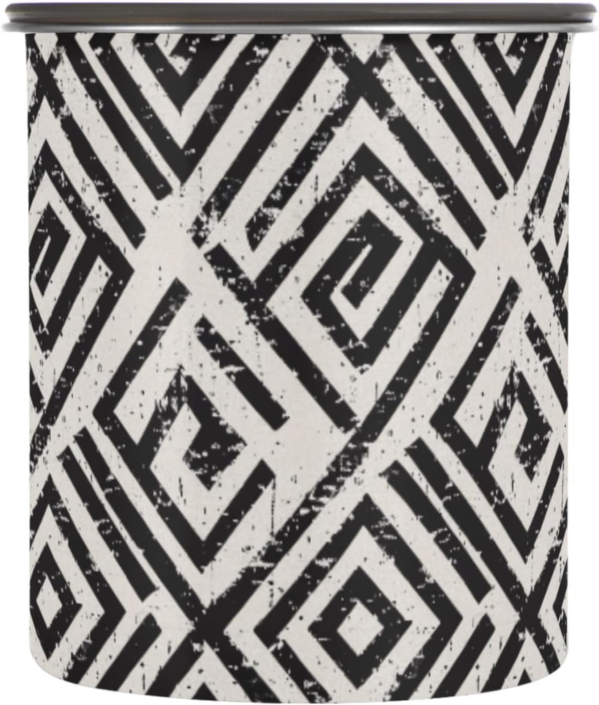 Grunge Black Stripe Airtight Coffee Bean Canister 30oz Food Storage Containers with Lids For Gournd, Tea, Sugar, Flour, Rice, Cereal, Candy Cookie Jar