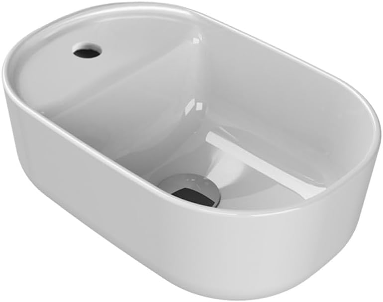 Nameeks CeraStyle 077000-U-One Hole Aqua 16-3/8" Oval Ceramic Vessel Bathroom Sink with Single Faucet Hole - White