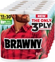 Brawny Tear-A-Square 3-Ply Paper Towels, 12 XL Family Rolls = 30 Regular Rolls, Strong, Absorbent, and Durable with 3 Sheet Sizes (Quarter, Half, Full)