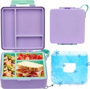 Chill Bento Lunch Box,Bento Box with Ice Pack,Leak Proof 6-Compartment Lunch Container,Ice Pack Detachable Lunch Box BPA Free, Microwave & Dishwasher Safe (Purple)