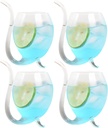 Four Halloween Wine Glass Set, Unique Vampire Design, Curved Glass Straw, Great for Party Use and Gifts, Glass