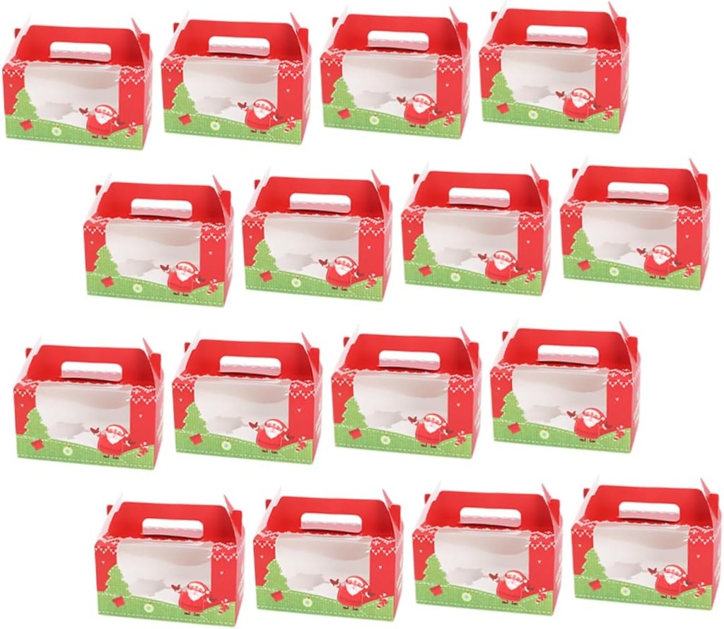 ABOOFAN 20pcs Christmas Cupcake Boxes Window Festive Cake Packaging for Birthdays Weddings and Parties Food-grade for Standard