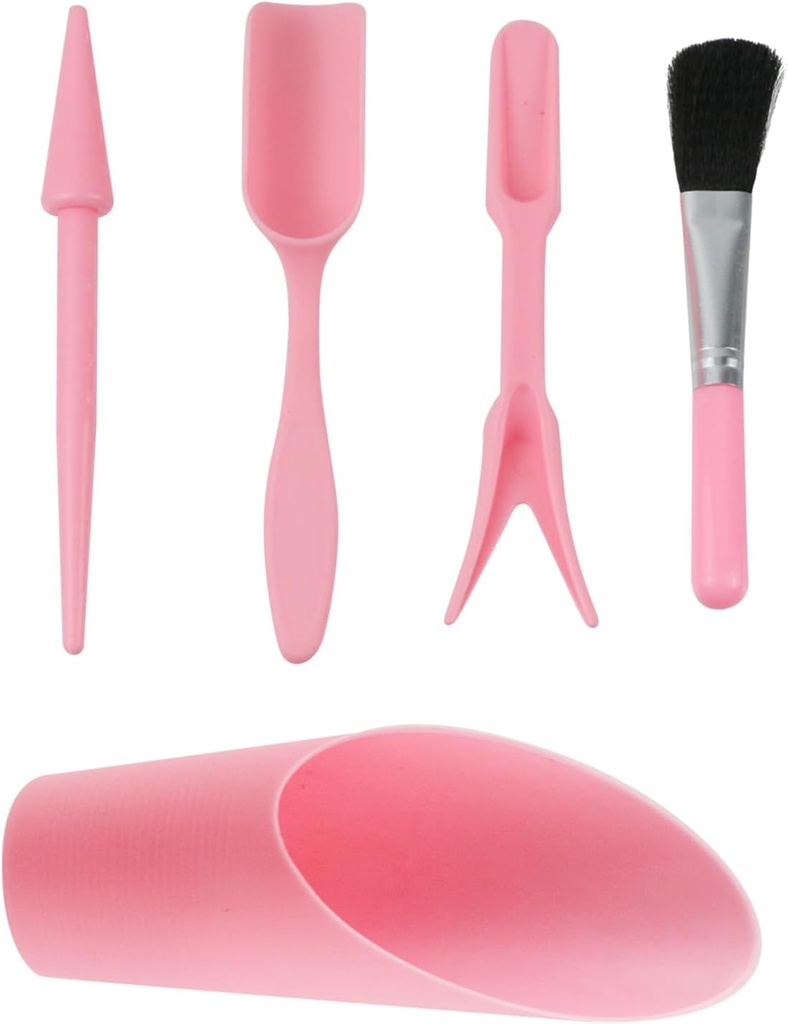 Garden Shovel Hand Tools Set Plastic Transplanting Succulent Cultivation Digging Scoops Kits Indoor for Flower Planting Bonsai Potting (Pink)