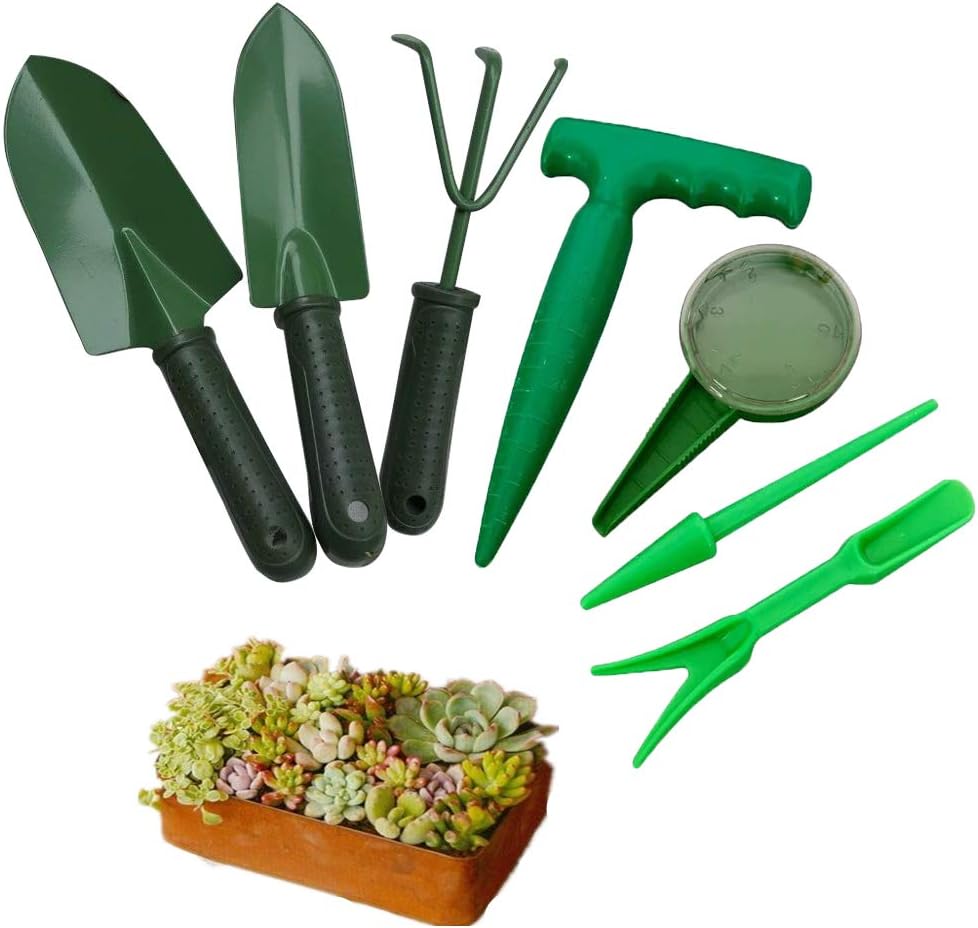 7 Pack Sowing Seeds Dispenser Set, Adjustable Garden Hand Planter Seeder Tool Flower Plant Sow Traditional Sets, Seedlings Dibber and Widger
