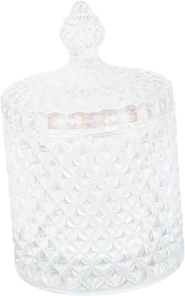Happyyami Clear Glass Candy Dish with Lid Elegant Crystal Snack Storage Jar for Candy Cookies Nuts and Fruits Decorative Container for Home Decor Parties Weddings