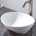 KINGO HOME 16" x 13" Oval Vessel Sink, White Porcelain Ceramic Bathroom Vanity Sinks Art Basin Lavatory Above Counter Vanity Bathroom Sink Bowl