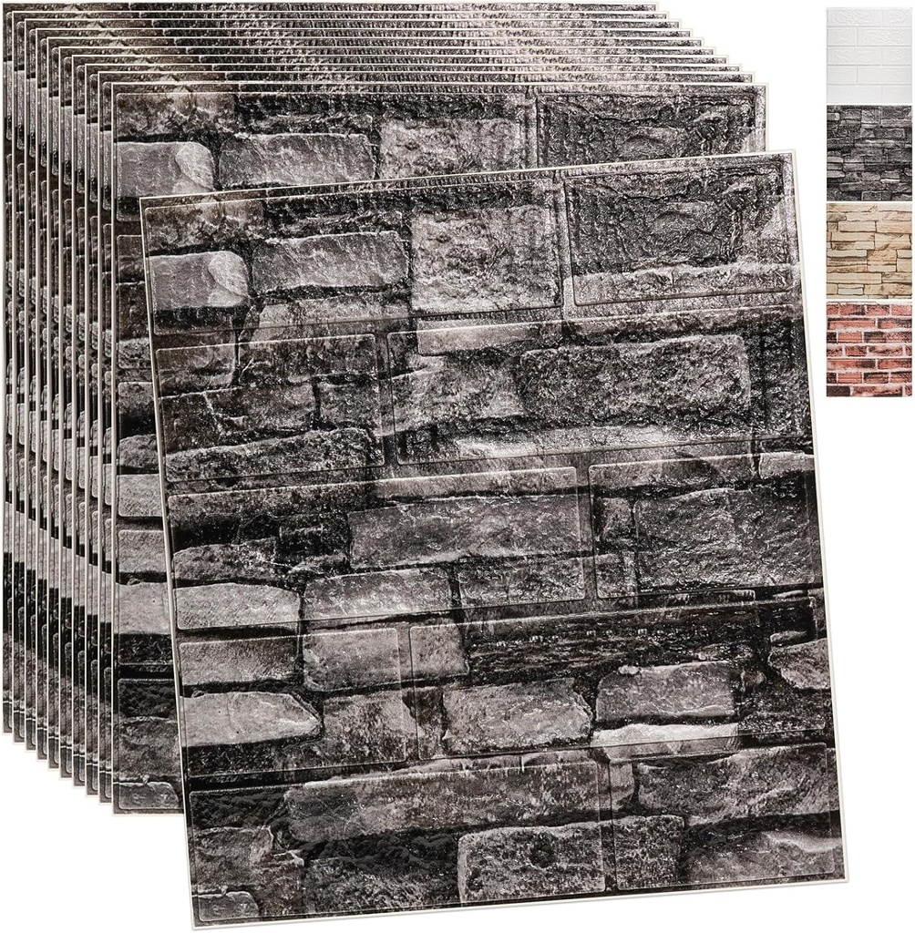 WADILE 20 PCS 3D Wall Panels Peel and Stick, 3D Brick Peel and Stick Wallpaper Self Adhesive, Waterproof PE Foam Paintable,for Bedroom/Living Room/Kitchen/TV Wall and Home Decoration