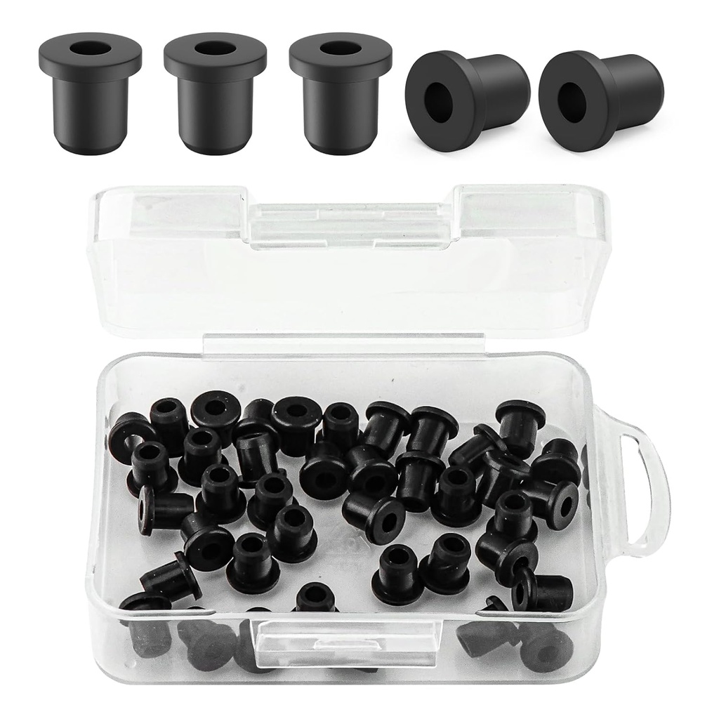 40Pcs 3/16"ID,1/4" Drill Hole Black Rubber Grommets, Top Hat Grommet Rubber Hole Plugs for Protecting Wires Cable